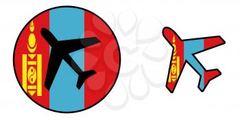 Nation flag - Airplane isolated on white - Mongolia