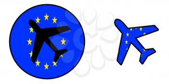 Nation flag - Airplane isolated on white - European Union