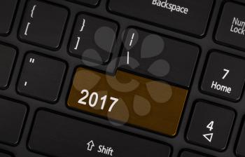 Text 2017 button, happy new year 2017 concept