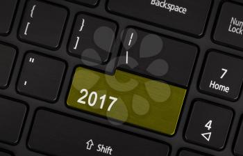 Text 2017 button, happy new year 2017 concept