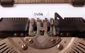 Inscription made by vinrage typewriter, country, Cuba