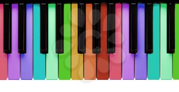 Rainbow piano keys, isolated on a white background