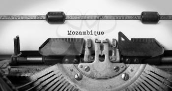 Inscription made by vintage typewriter, country, Mozambique