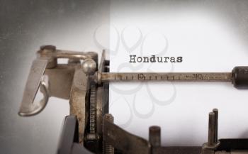 Inscription made by vinrage typewriter, country, Honduras