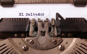 Inscription made by vinrage typewriter, country, El Salvador