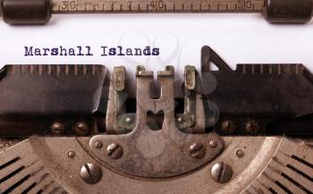 Inscription made by vintage typewriter, country, Marshall Islands
