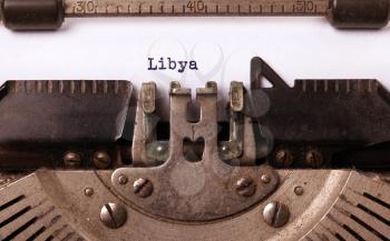 Inscription made by vinrage typewriter, country, Libya