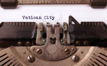 Inscription made by vinrage typewriter, country, Vatican City