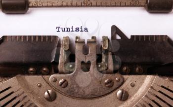 Inscription made by vintage typewriter, country, Tunisia