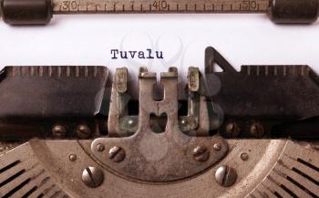 Inscription made by vintage typewriter, country, Tuvalu