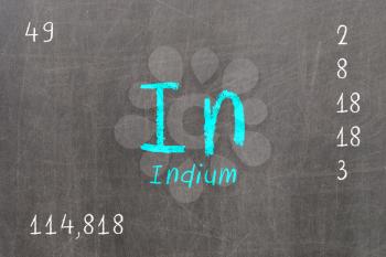 Isolated blackboard with periodic table, Indium, Chemistry
