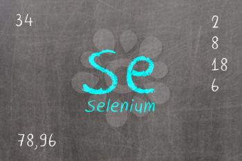 Isolated blackboard with periodic table, Selenium, Chemistry