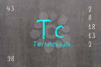 Isolated blackboard with periodic table, Technetium, chemistry