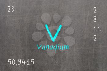 Isolated blackboard with periodic table, Vanadium, Chemistry