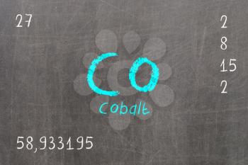 Isolated blackboard with periodic table, Cobalt, chemistry
