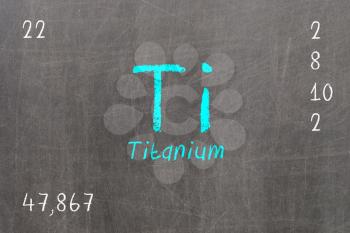 Isolated blackboard with periodic table, Titanium, chemistry