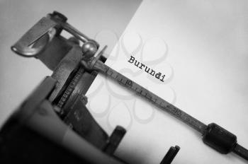 Inscription made by vinrage typewriter, country, Burundi