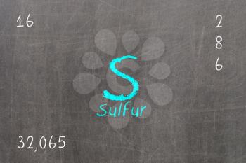 Isolated blackboard with periodic table, Sulfur, Chemistry
