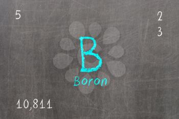 Isolated blackboard with periodic table, Boron, Chemistry