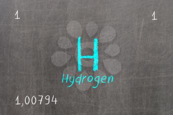 Isolated blackboard with periodic table, Hydrogen, Chemistry