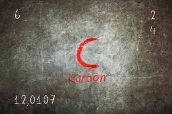Isolated blackboard with periodic table, Carbon, Chemistry
