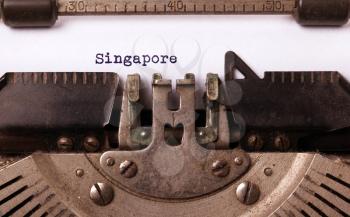 Inscription made by vintage typewriter, country, Singapore