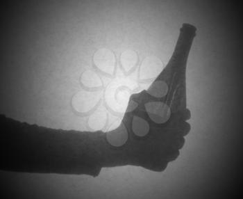 Silhouette behind a transparent paper - Bottle of wine