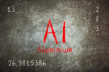 Isolated blackboard with periodic table, Aluminium, Chemistry