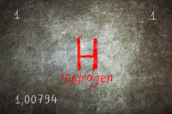 Isolated blackboard with periodic table, Hydrogen, Chemistry
