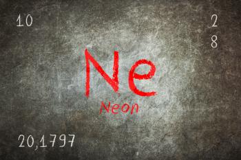 Isolated blackboard with periodic table, Neon, Chemistry