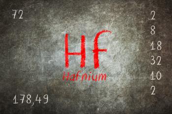 Isolated blackboard with periodic table, Hafnium, Chemistry