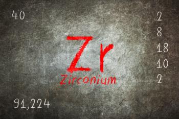 Isolated blackboard with periodic table, Zirconium, Chemistry