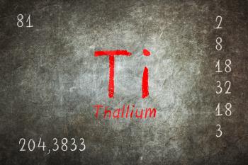 Isolated blackboard with periodic table, Thallium, Chemistry