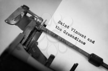 Inscription made by vintage typewriter, country, Saint Vincent and the Grenadines