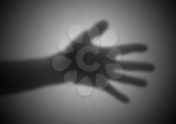 Silhouette behind a transparent paper - Blurred - Open hand