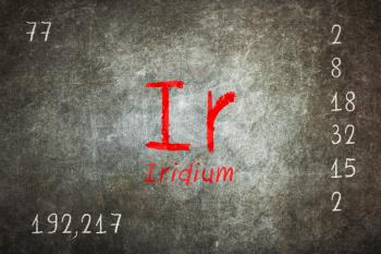 Isolated blackboard with periodic table, Iridium, Chemistry