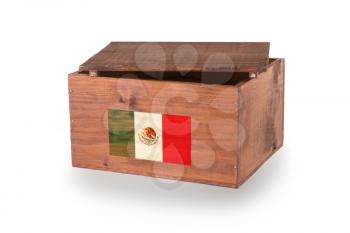 Wooden crate isolated on a white background, product of Mexico