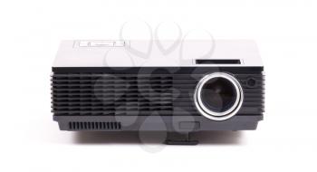 Black home cinema projector, isolated on white background