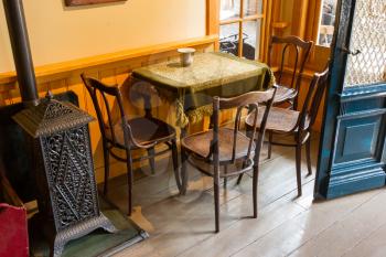 Interior of a very old bar - Table and chairs
