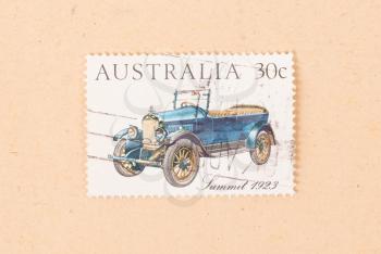 AUSTRALIA - CIRCA 1980: A stamp printed in Australia shows a car (Summit 1923), circa 1980