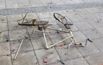 Broken bicycle in the dutch streets - Vandalism during new year