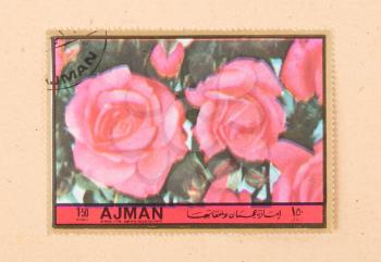 UNITED ARAB EMIRATES - CIRCA 1972: A stamp printed in the United Arab Emirates shows a tulip, circa 1972