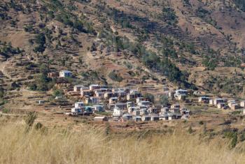Village and landscape of Madagascar, somewhere between Andasibe and Antsirabe