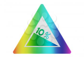 Traffic sign isolated - Grade, slope 10% - Rainbow colored
