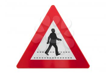 Traffic sign isolated - Pedestrian crossing - On white