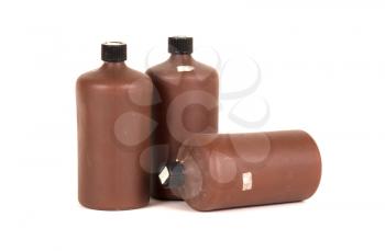 Photo developing equipment - Plastic bottle with chemicals, isolated on white