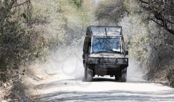 4x4 Vehicle on a dusty road in Botswana