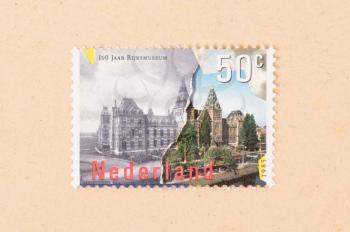 THE NETHERLANDS 1980: A stamp printed in the Netherlands shows the dutch Rijksmuseum, circa 1980