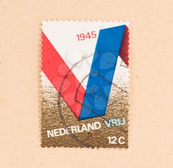 THE NETHERLANDS 1960: A stamp printed in the Netherlands shows he Netherlands in liberty, circa 1960