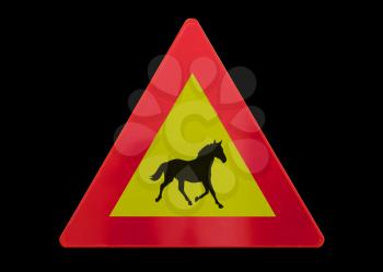 Traffic sign isolated - Horses - Isolated on black